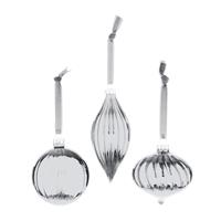Premier Decorations Ribbed Glass Bauble, Silver