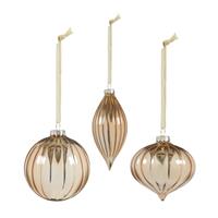 Premier Decorations Ribbed Glass Bauble, Gold