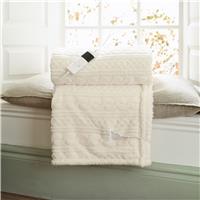 Deyongs Cable Sherpa Heated Throw, Cream