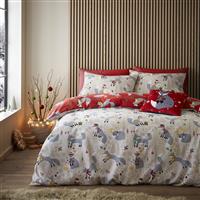 Fusion Christmas Foraging Fox Duvet Set, Double, Red