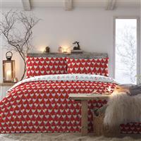 Fusion Geo Robin Festive Duvet Set, Single, Red