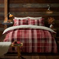 Fusion Mulford Check Sherpa Duvet Set, Single, Red