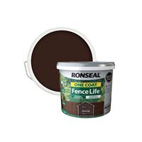 Ronseal One Coat Fencelife Paint, 9L, Dark Oak