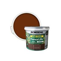 Ronseal One Coat Fencelife Paint, 9L, Medium Oak