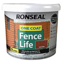 Ronseal One Coat Fencelife Paint, 9L, Red Cedar