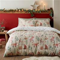 Fusion Christmas Woodland Animals Duvet Set, Single, Natural