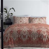 Appletree Anika Velvet Duvet Set, Super King, Terracotta