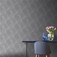 Muriva Orla Wave Wallpaper, Slate Grey