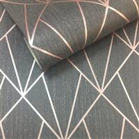 Muriva Indra Wallpaper, Charcoal & Rose Gold