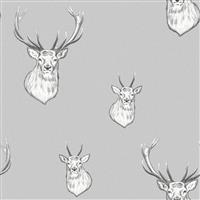 Catherine Lansfield Stag Wallpaper, Light Grey