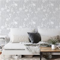 Catherine Lansfield Meadowsweet Floral Wallpaper, Grey