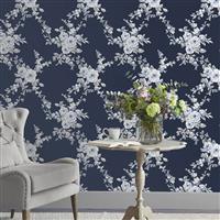 Catherine Lansfield Canterbury Floral Wallpaper, Blue