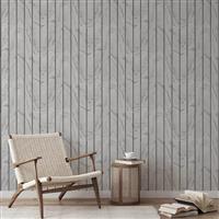 Muriva Woodgrain Panel Wallpaper, Silver