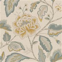 Belgravia Maya Leaf Wallpaper, Blue & Cream