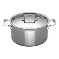 Le Creuset 3-Ply Chefs Pan with Lid & Helper Handle, 24cm, Stainless Steel