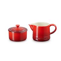 Le Creuset Stoneware Milk Jug & Sugar Pot Set, Cerise