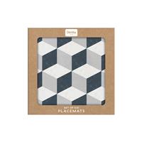 Denby Geometric Square Placemats, Grey, Set of 6