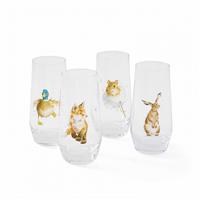 Wrendale Designs Country Animals Hiball Glasses, Set of 4