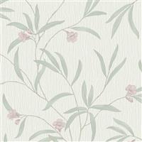 Belgravia Tiffany Floral Trail Wallpaper, White & Green