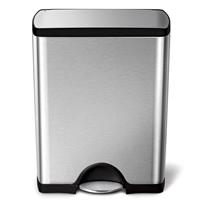 Simplehuman CW1816 Rectangular Pedal Bin, Brushed Stainless Steel, 50L