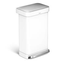 Simplehuman CW2027 Rectangular Pedal Bin, White, 45L