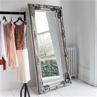 Gallery Carved Louis Leaner Mirror, Silver