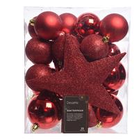 Kaemingk Shatterproof Bauble & Star Tree Topper, Christmas Red