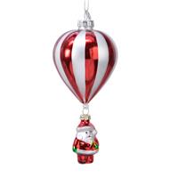 Kaemingk Santa with Hot Air Balloon Bauble, Red & White