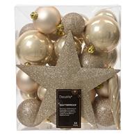 Kaemingk Shatterproof Bauble & Star Tree Topper Set, Pearl