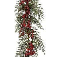 Kaemingk Berry Glitter Garland, Green & Red