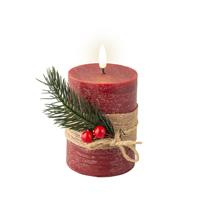 Kaemingk LED Battery Operated Wick Candle, Oxblood & Warm White