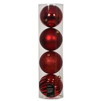 Kaemingk Tube Of Baubles, Set of 4, Christmas Red