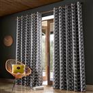 Orla Kiely Linear Stem Curtains, 117 x 137cm, Charcoal