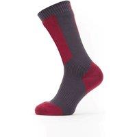 SealSkinz Runton Waterproof Cold Weather Mid Length Sock With Hydrostop Grey/Red/White