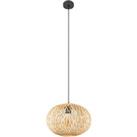 Lindby Solvira hanging light, bamboo mesh, round