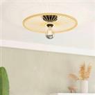 EGLO Leominster ceiling lamp round wood lampshade