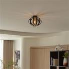 Lindby Tamira ceiling light, black, rattan, 28 cm, E27