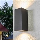 Lucande outdoor wall light Xava, set of 4, up/down, graphite grey