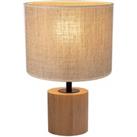 BRITOP Tidas table lamp, oiled oak, 20 cm, beige