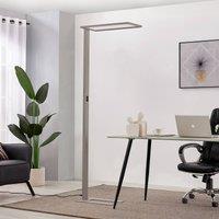 Prios LED office floor lamp Taronis, silver, 195 cm, dimmable