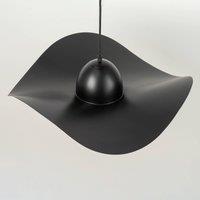 SIGMA Jil hanging light, curved lampshade, black/copper