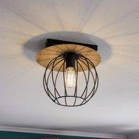 SIGMA Malin ceiling light, round wooden shade, 1-bulb