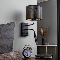 Luminex Jovin wall light, 1-bulb with spot, black/gold