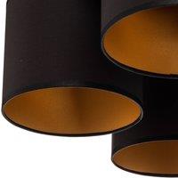 Luminex Jovin ceiling light with five lampshades, black/gold