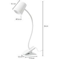 Lindby Ailina LED table lamp, clamp base, white