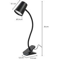 Lindby Ailina LED table lamp, clamp base, black