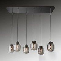FISCHER & HONSEL Regi pendant light Regi, glass, smoky grey, 6-bulb