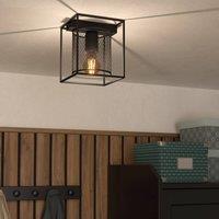 EGLO Catterick ceiling light, black, cage lampshade