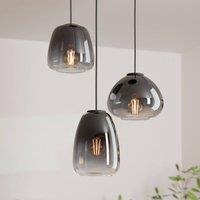 EGLO Aguilares hanging light, smoked glass, 3-bulb rondel