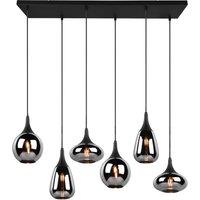 Trio Lighting LUMINA pendant light, 6-bulb, black/chrome, glass